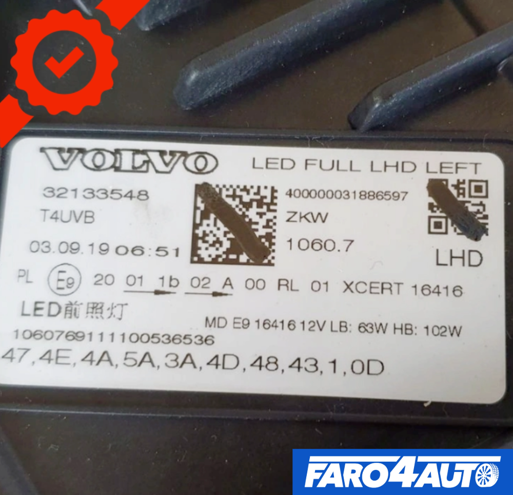 32130682 VOLVO XC60 II, LEFT SIDE FULL LED HEADLIGHT – Faro4Auto